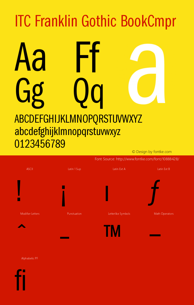 ITC Franklin Gothic BookCmpr Version 001.000 Font Sample