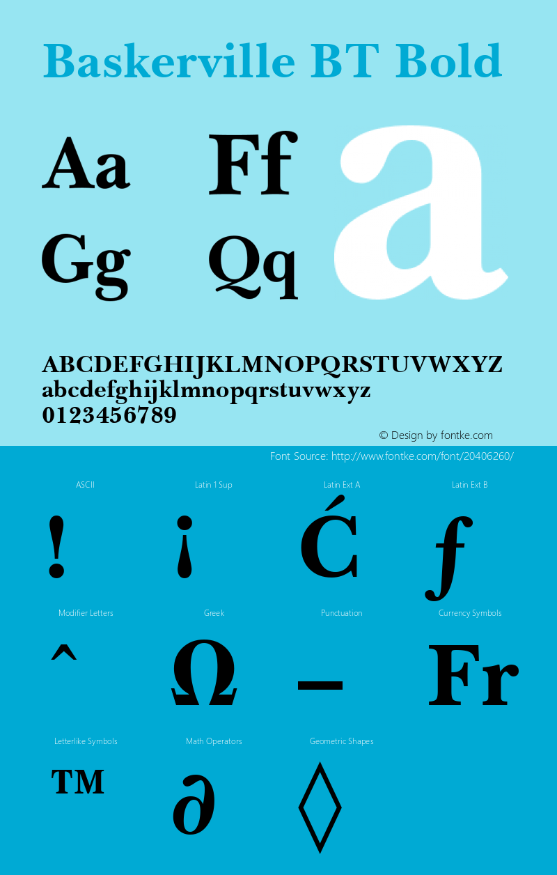 Baskerville BT Bold mfgpctt-v4.5 Fri Jun 25 07:40:01 EDT 1999 Font Sample