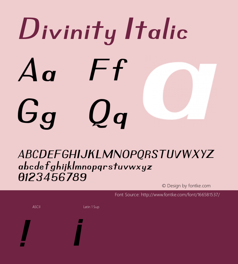 Divinity Italic Version 001.000 Font Sample