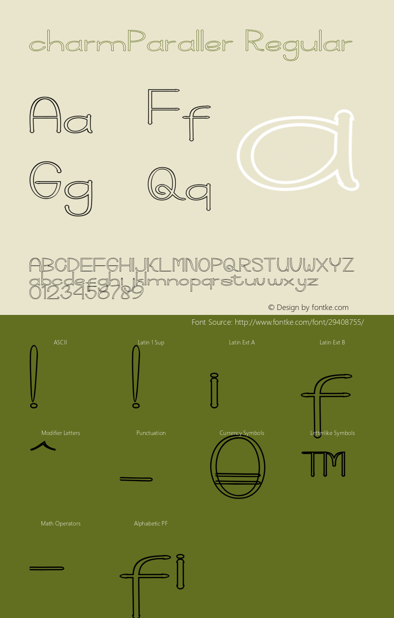 charmParaller Version 1.000 Font Sample