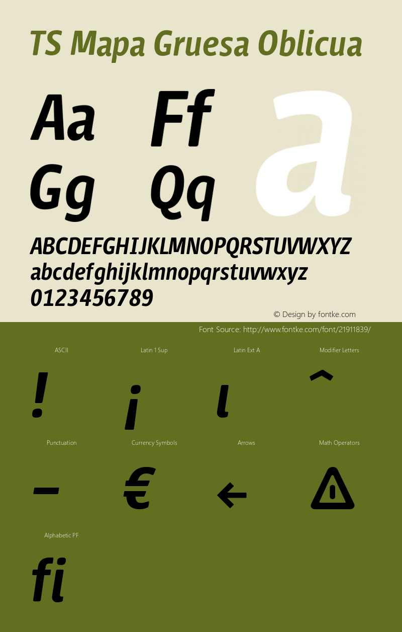 TSMapa-GruesaOblicua Version 001.001 Font Sample