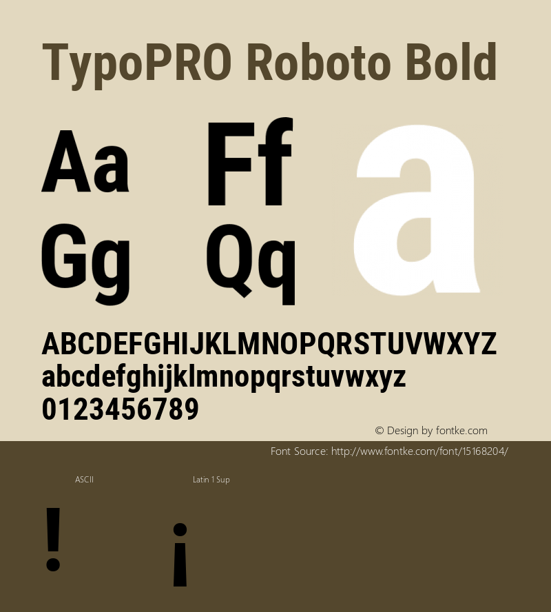 TypoPRO Roboto Bold Version 2.001047; 2014 Font Sample