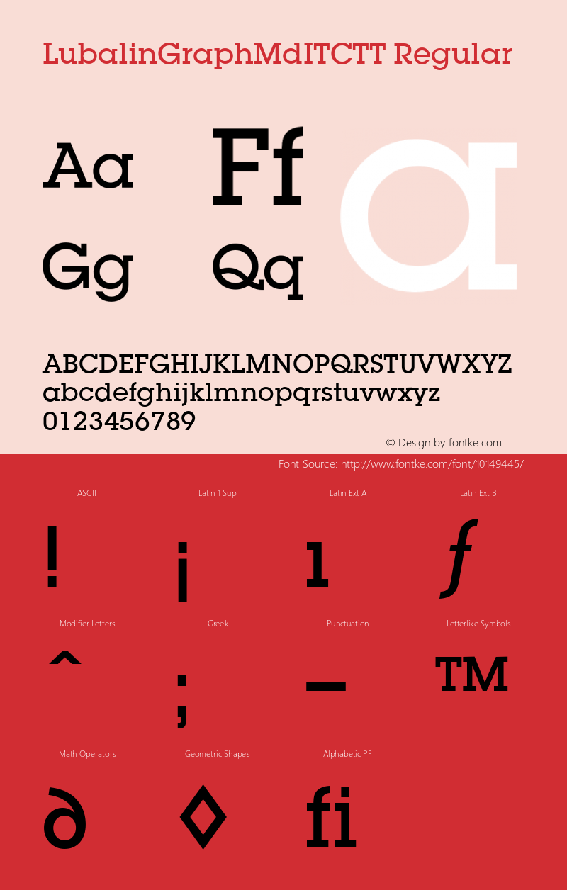 LubalinGraphMdITCTT Regular Version 001.001 Font Sample