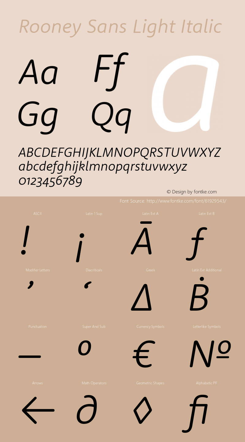 RooneySans-LightItalic Version 1.000 | wf-rip DC20140120 Font Sample