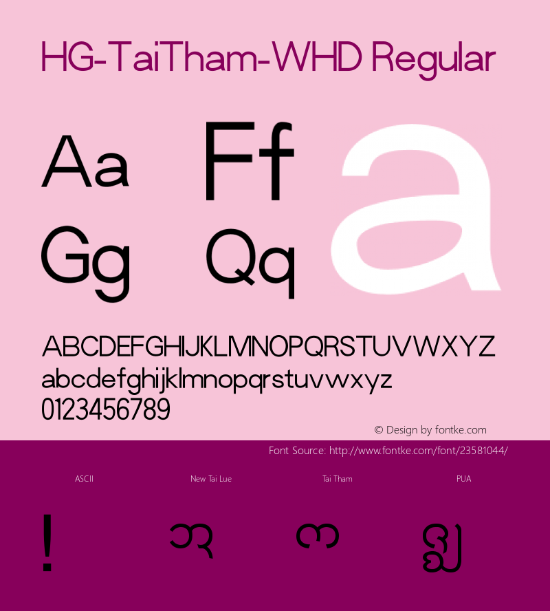 HG_TaiTham_WHD Version 4.0.0.7 Font Sample