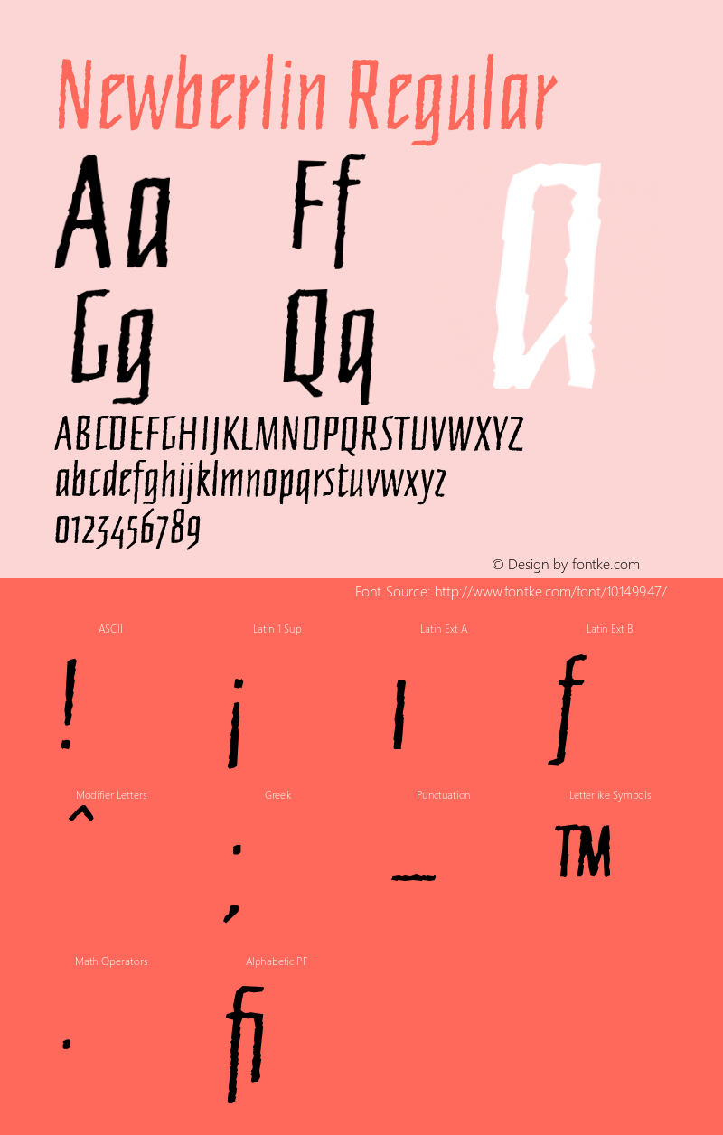 Newberlin Regular Version 001.001 Font Sample