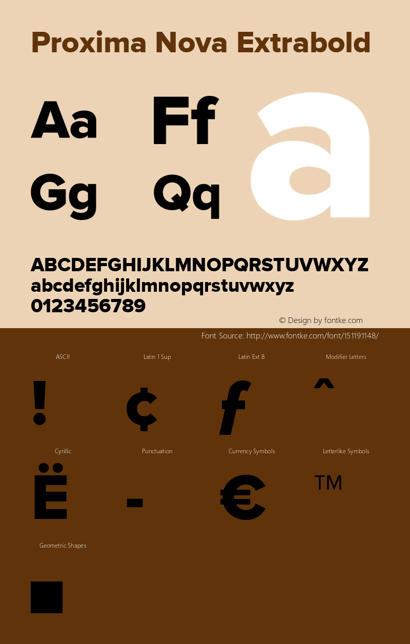 Proxima Nova Extrabold Version 2.003 Font Sample