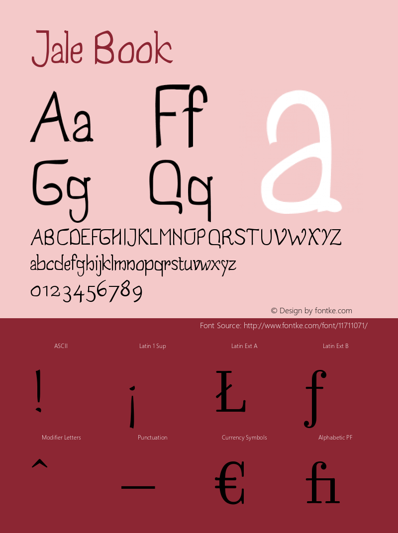 Jale Book Version 2.000 2012 initial r Font Sample