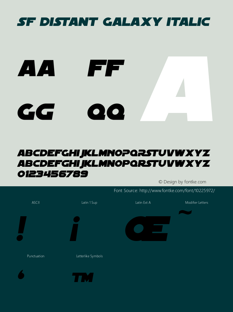 SF Distant Galaxy Italic Version 2.6 Font Sample