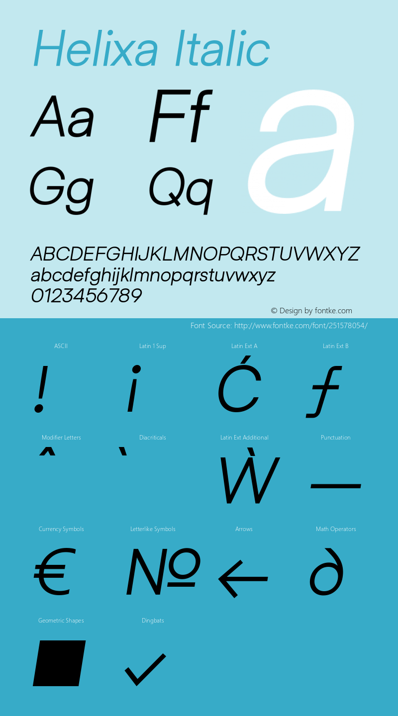 Helixa Italic Version 1.000;hotconv 1.0.109;makeotfexe 2.5.65596图片样张