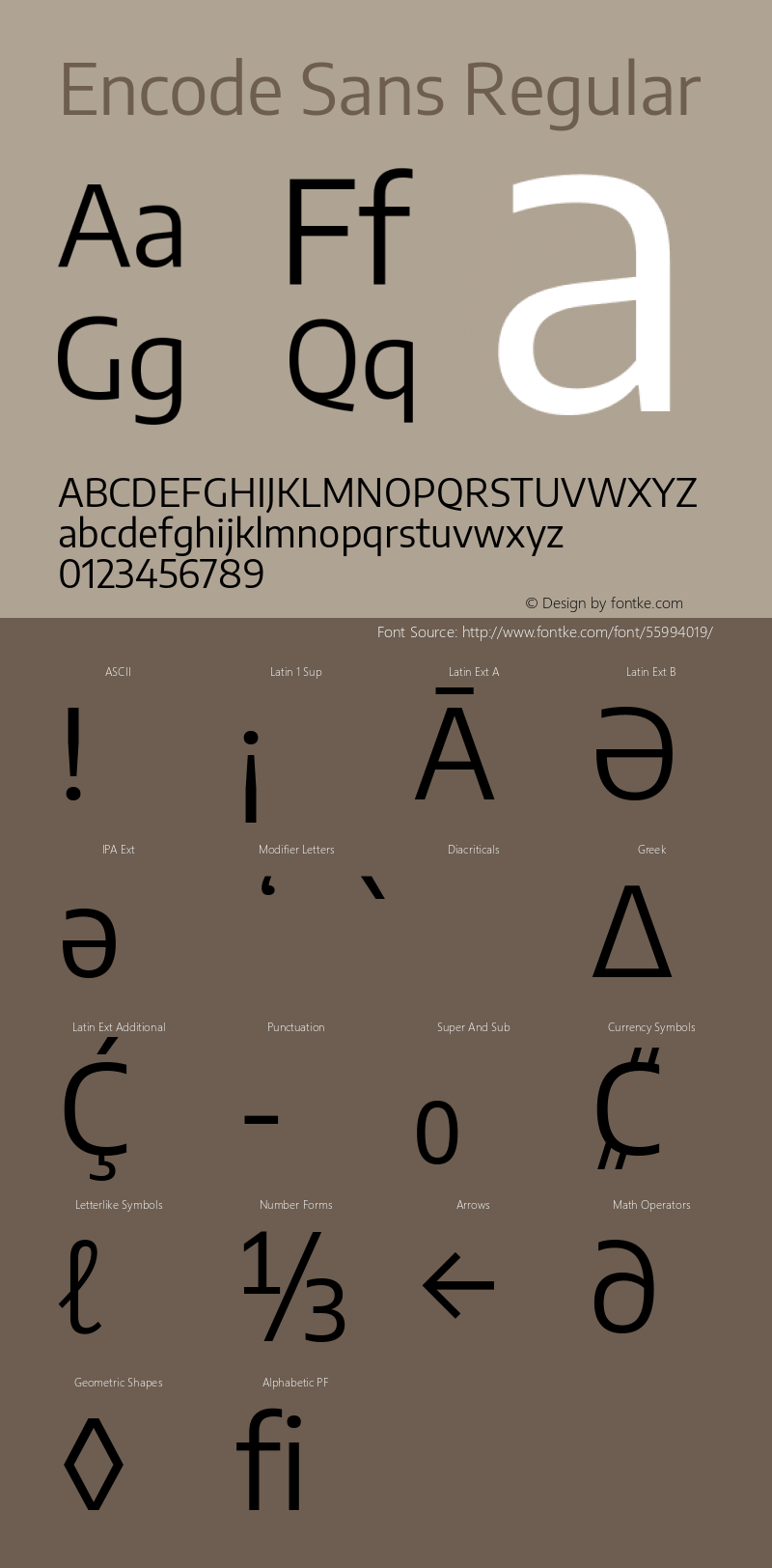 Encode Sans Regular Version 2.000 Font Sample