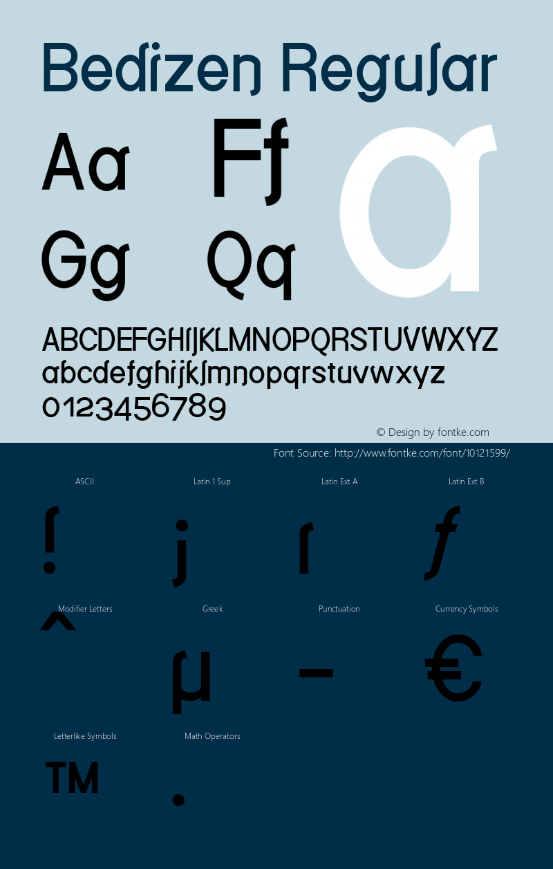 Bedizen Regular v0.1 3/20/01 Font Sample