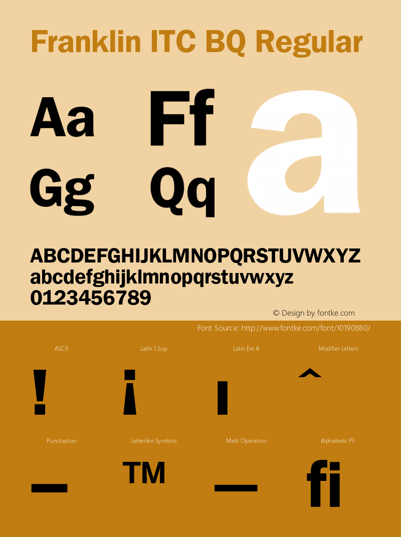 Franklin ITC BQ Regular 001.000 Font Sample