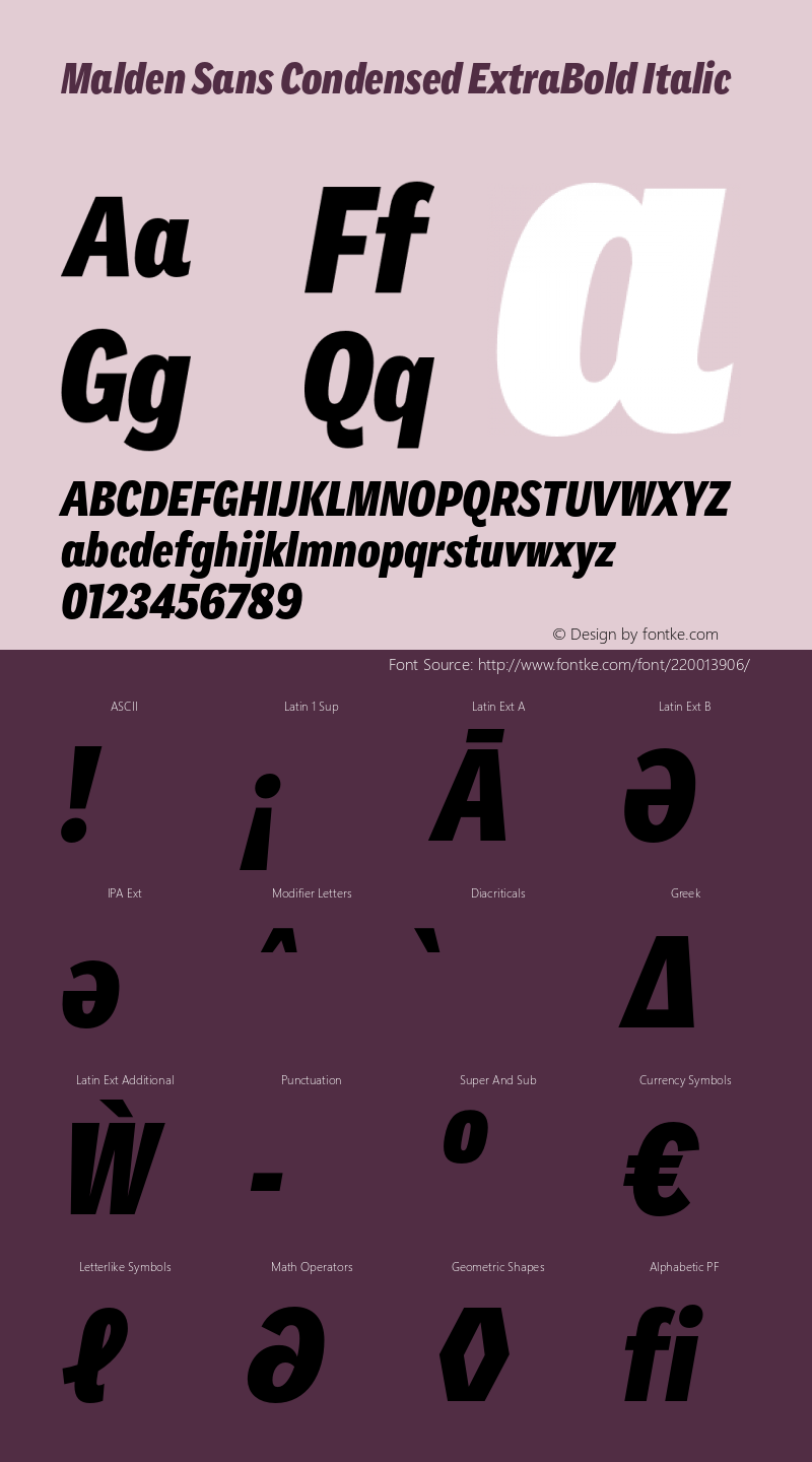 Malden Sans Cond ExtraBold It Version 1.00, build 13, s3图片样张