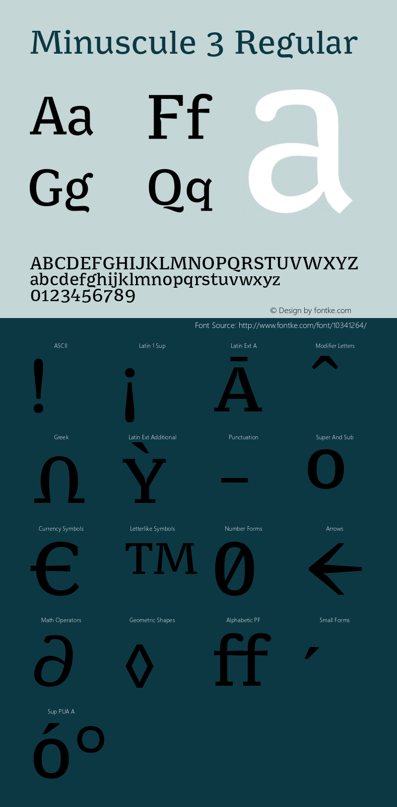 Minuscule 3 Regular Version 001.001 Font Sample