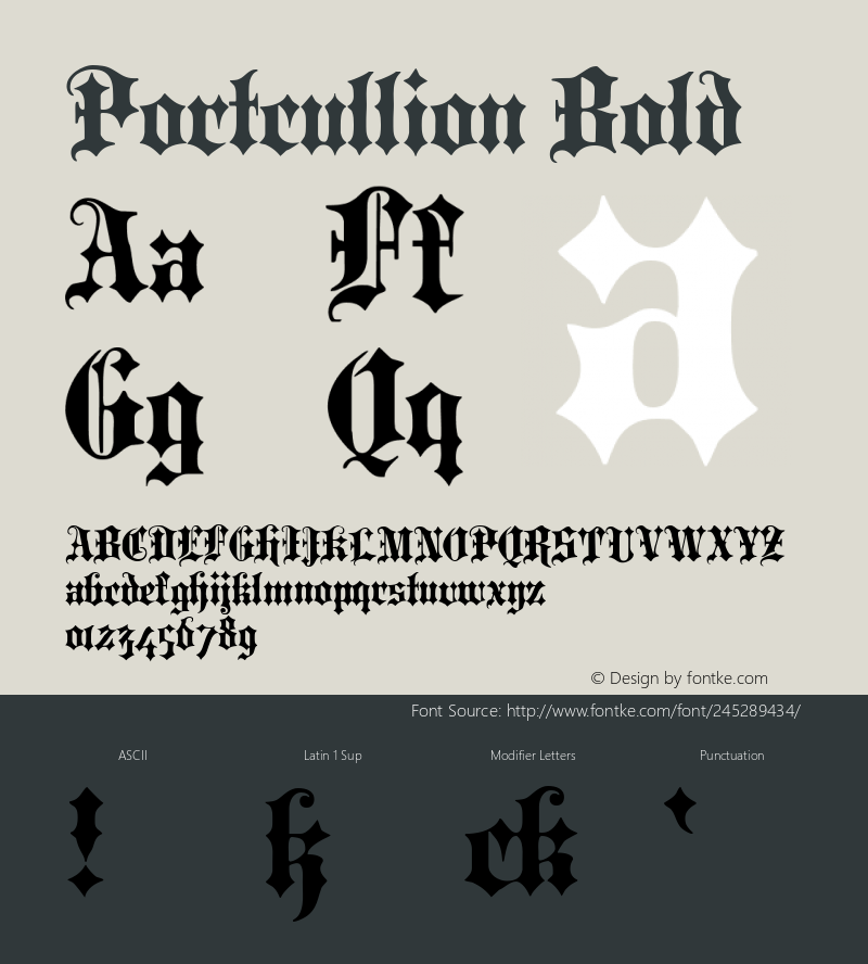 Portcullion Bold Version 1.0; 2002; initial release图片样张