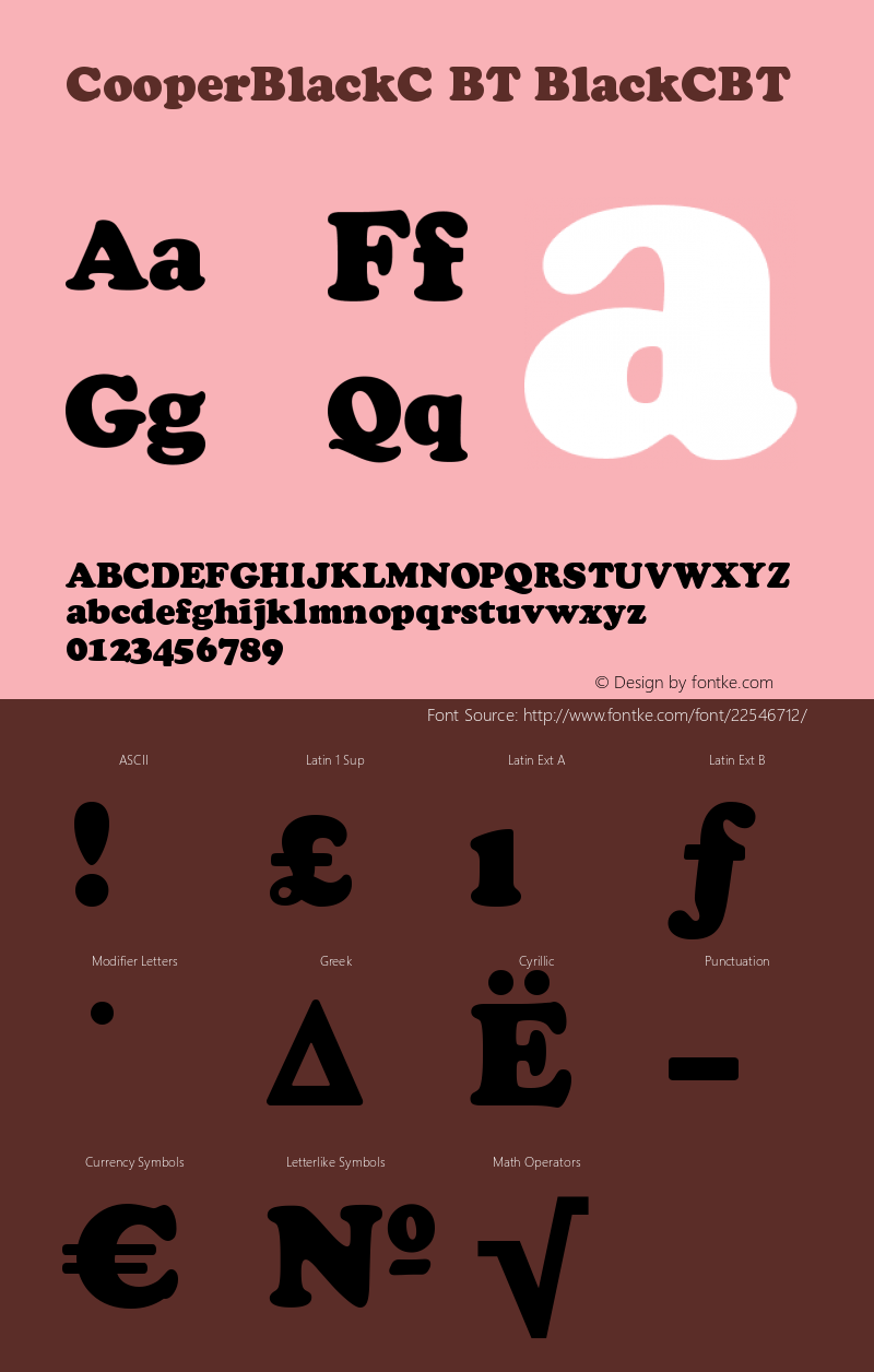 CooperBlackC BT Version 001.000 Font Sample