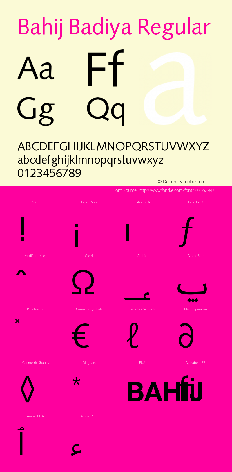 Bahij Badiya Regular Version 1.00 December 11, 2012, initial release Font Sample