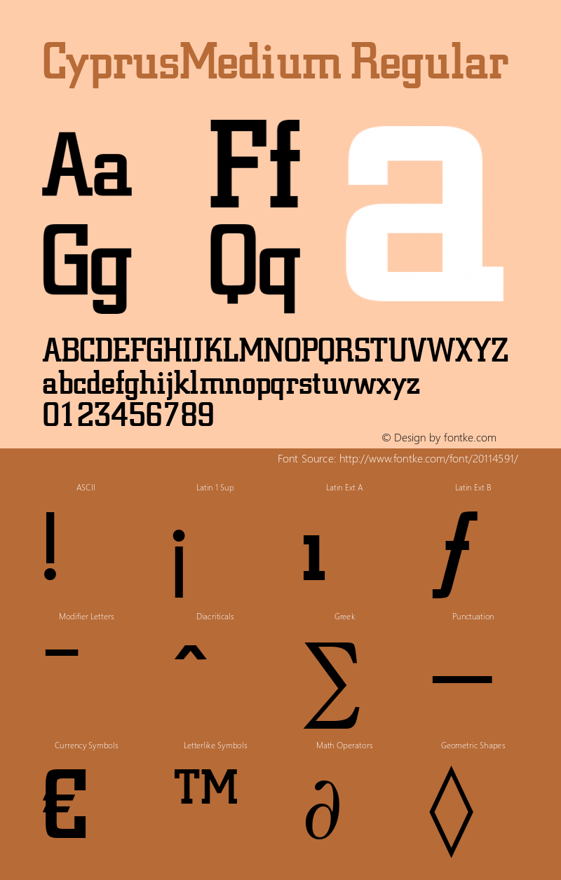 CyprusMedium Brendel            :30.11.1994 Font Sample