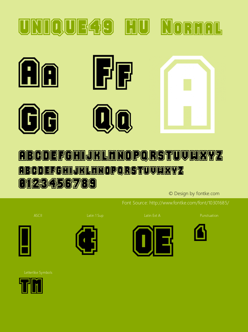 UNIQUE49 HU Normal 1.000 Font Sample