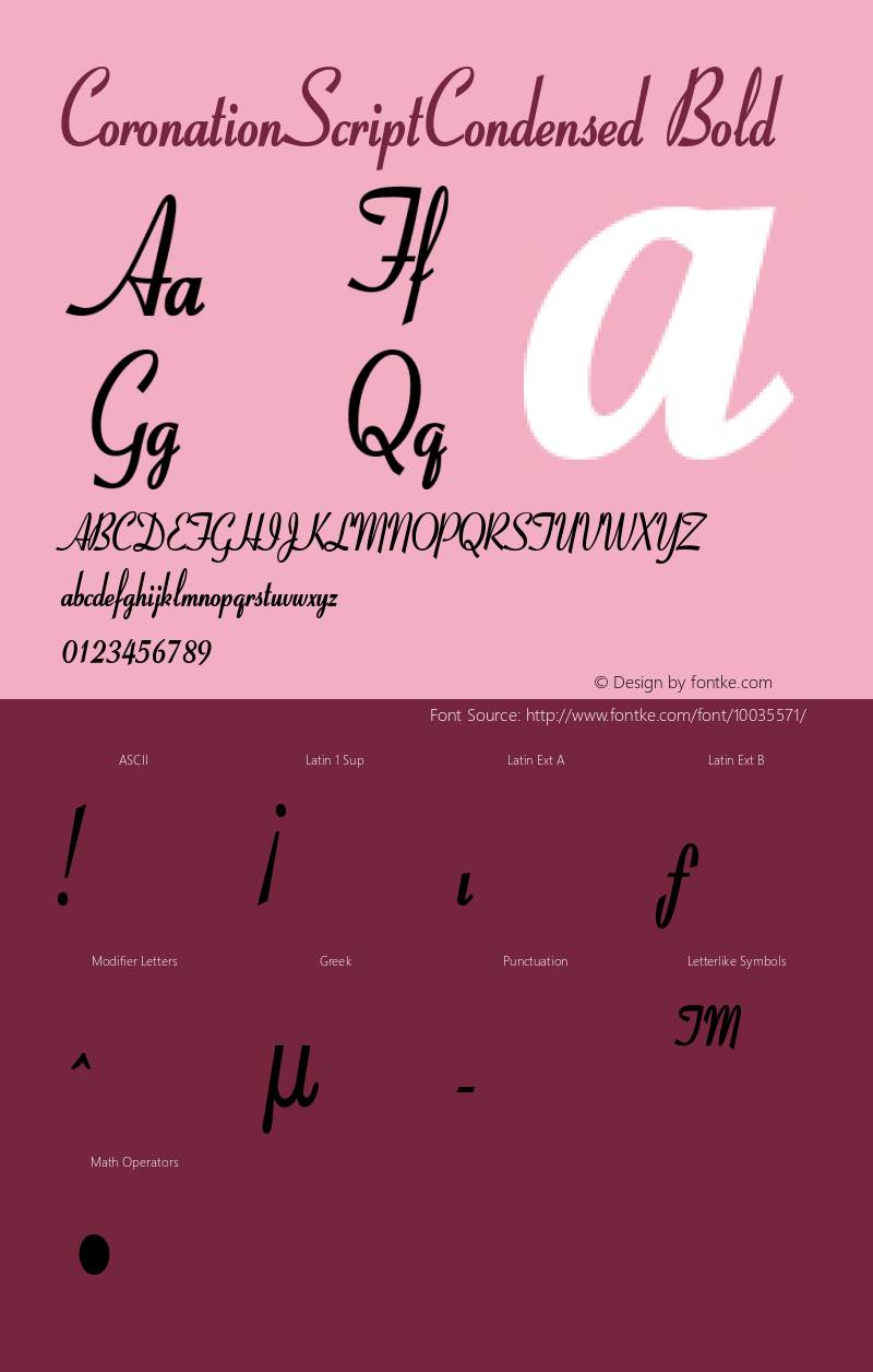 CoronationScriptCondensed Bold Rev. 003.000 Font Sample