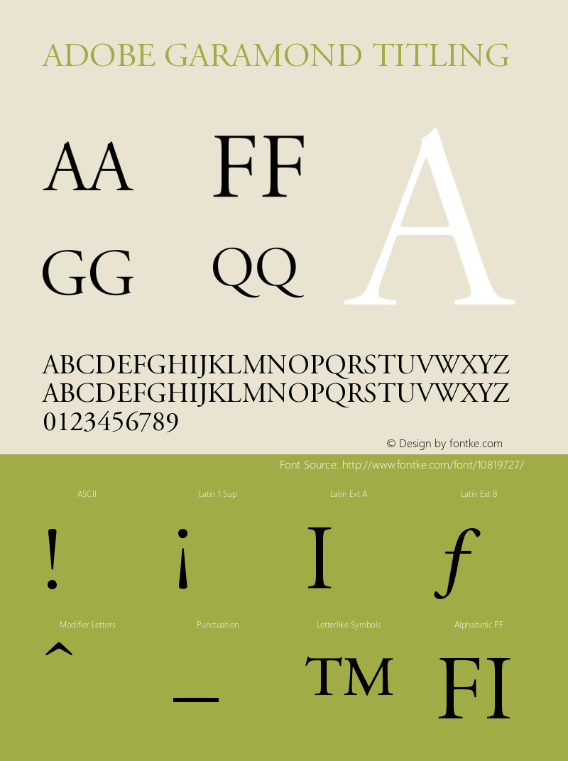 Adobe Garamond Titling Version 001.001 Font Sample