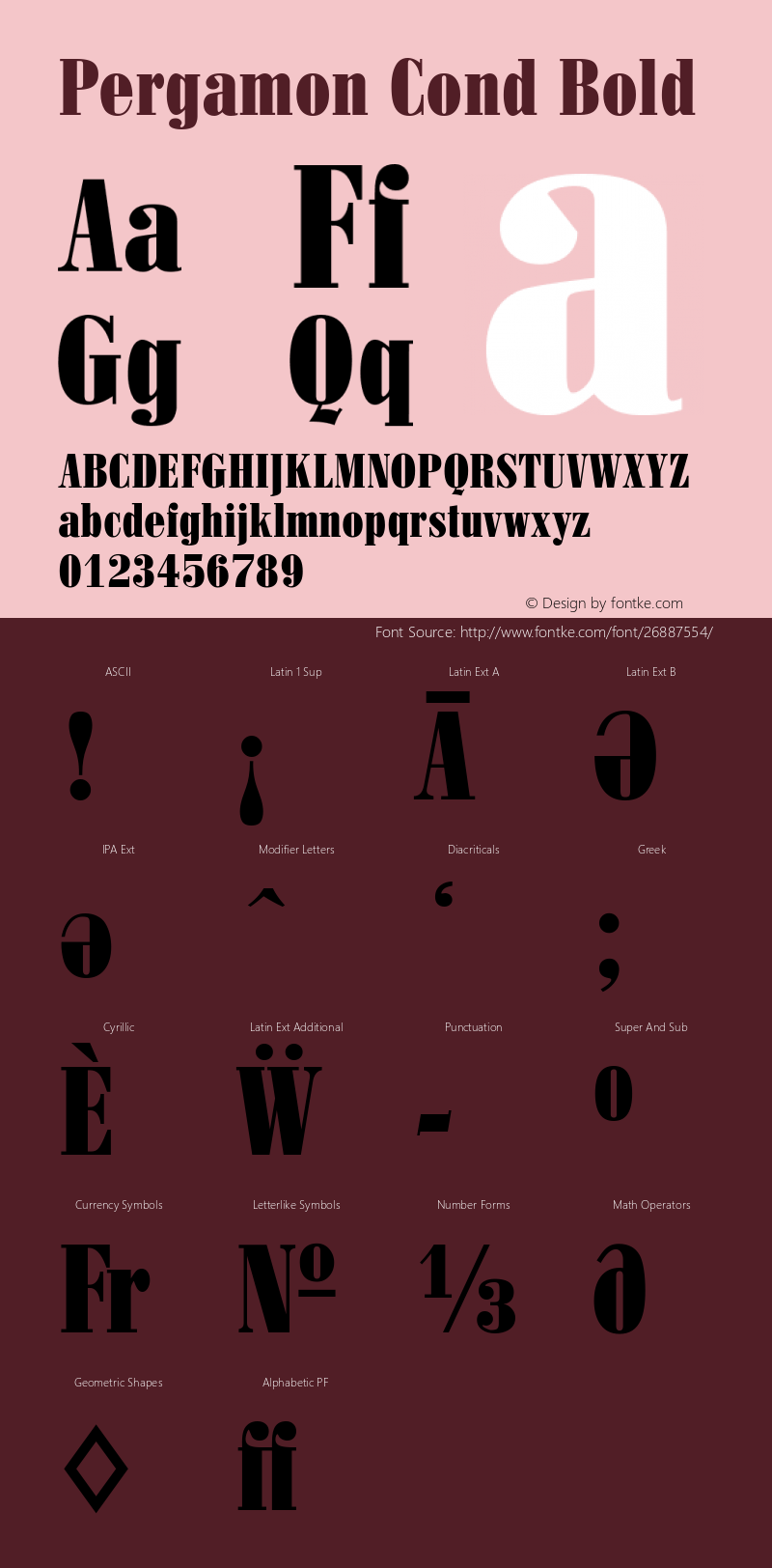 Pergamon Cond Bold Version 1.00 Font Sample