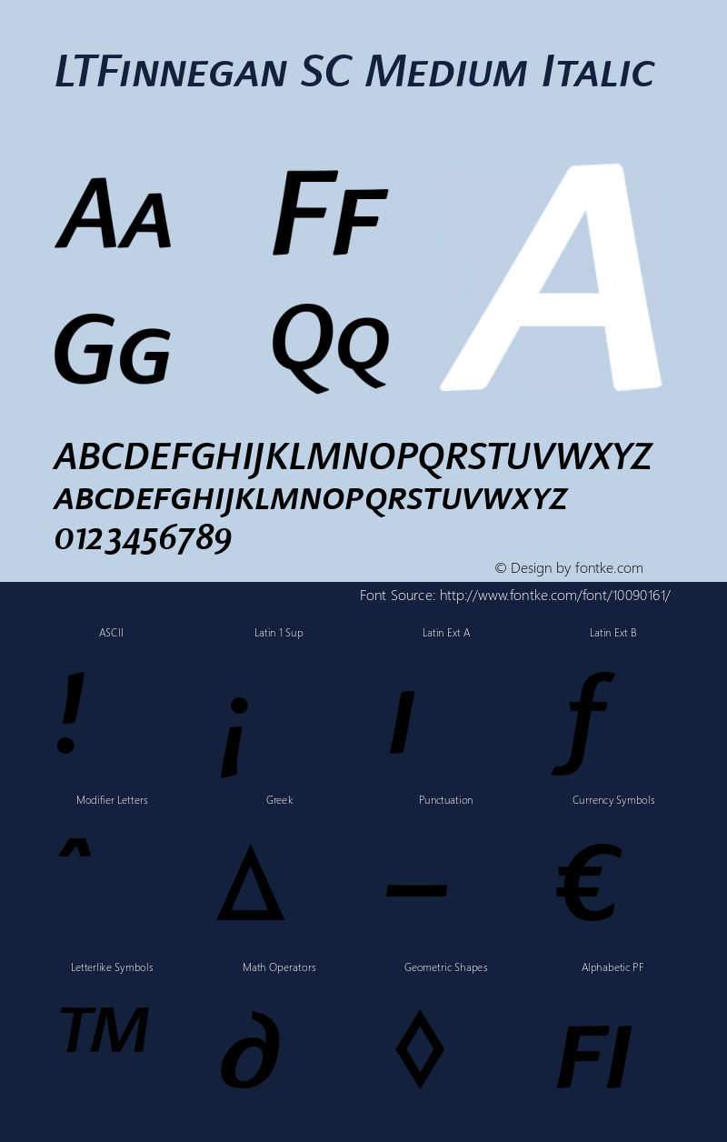 LTFinnegan SC Medium Italic 1.00 Font Sample