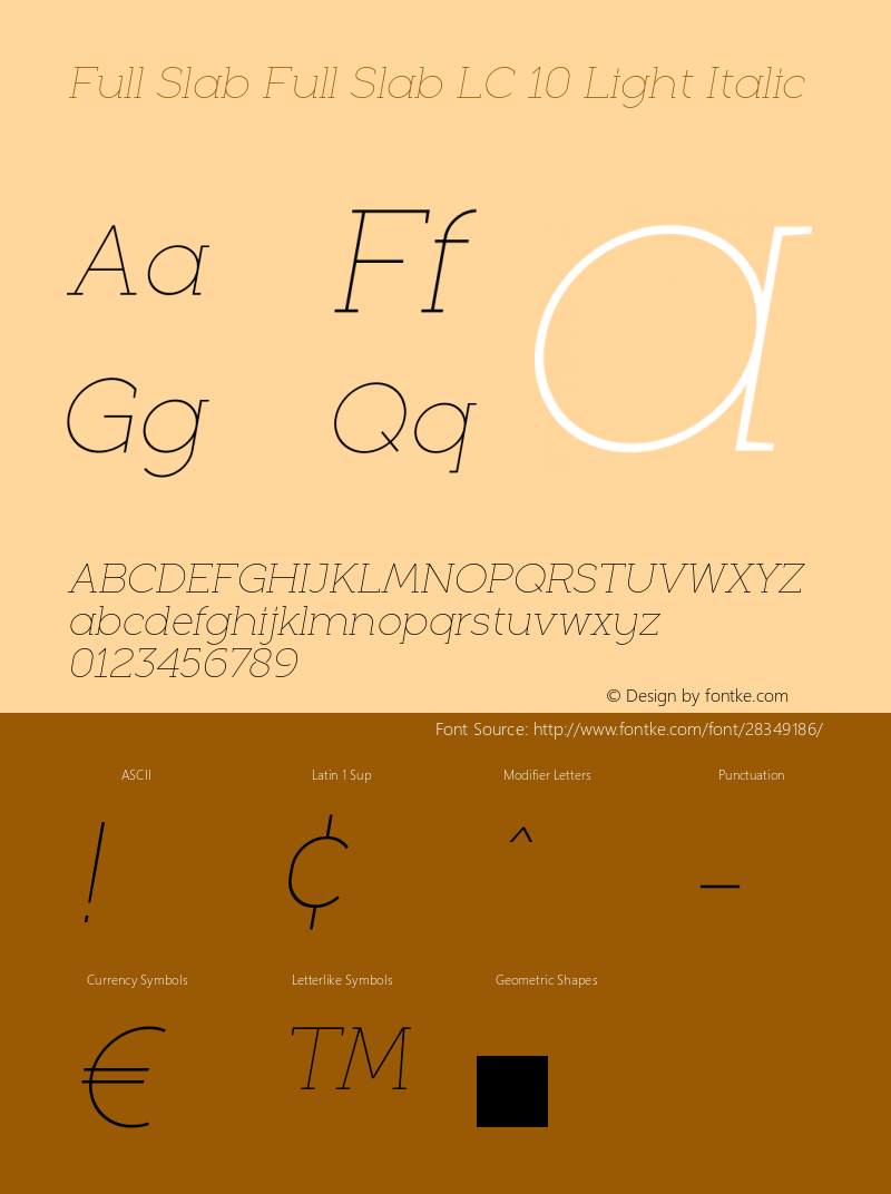 Full Slab Full Slab LC 10 Lt It Version 1 Font Sample