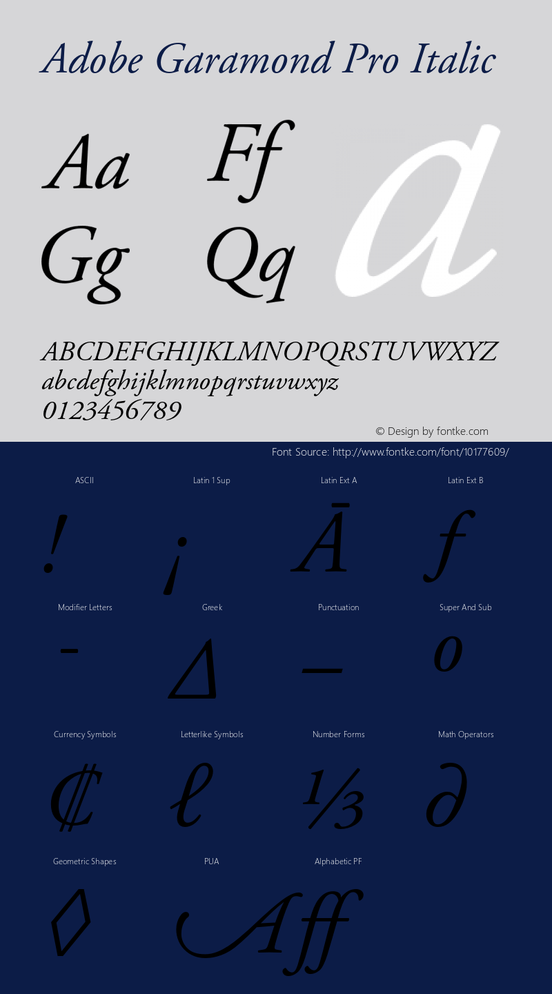 Adobe Garamond Pro Italic OTF 1.007;PS 001.000;Core 1.0.30;makeotf.lib1.4.1030 Font Sample