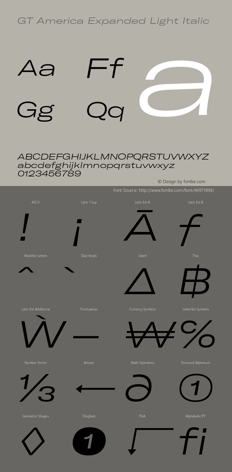 GT America Expanded Light Italic Version 4.001;PS 004.001;hotconv 1.0.88;makeotf.lib2.5.64775 Font Sample