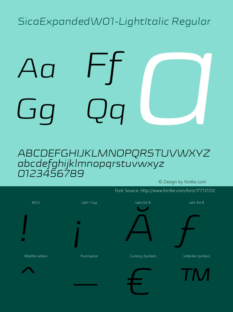 SicaExpandedW01-LightItalic Regular Version 1.00 Font Sample