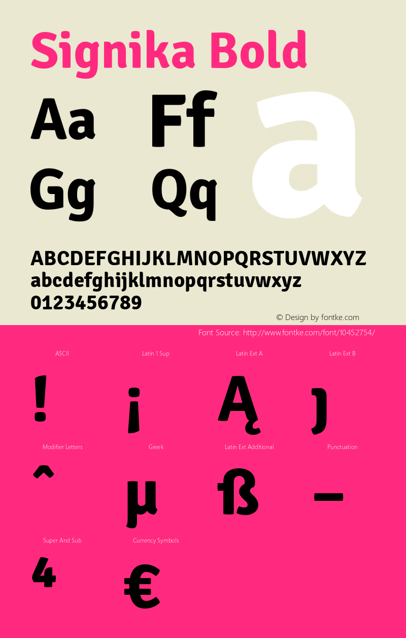 Signika Bold Version 1.001 Font Sample