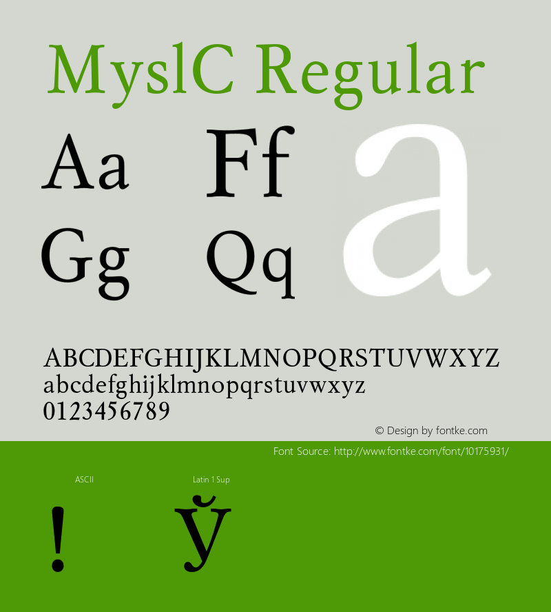 MyslC Regular 001.000 Font Sample