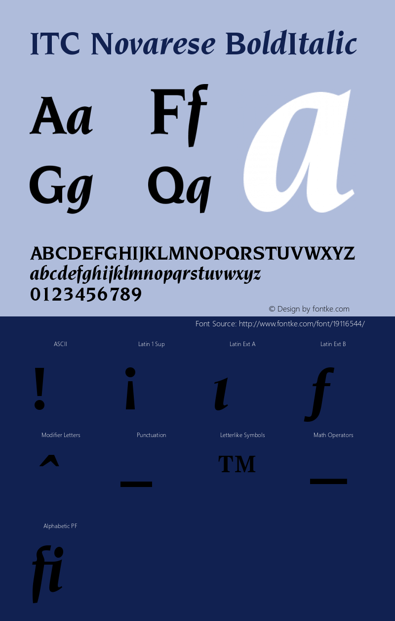 ITC Novarese Bold Italic Version 003.001 Font Sample