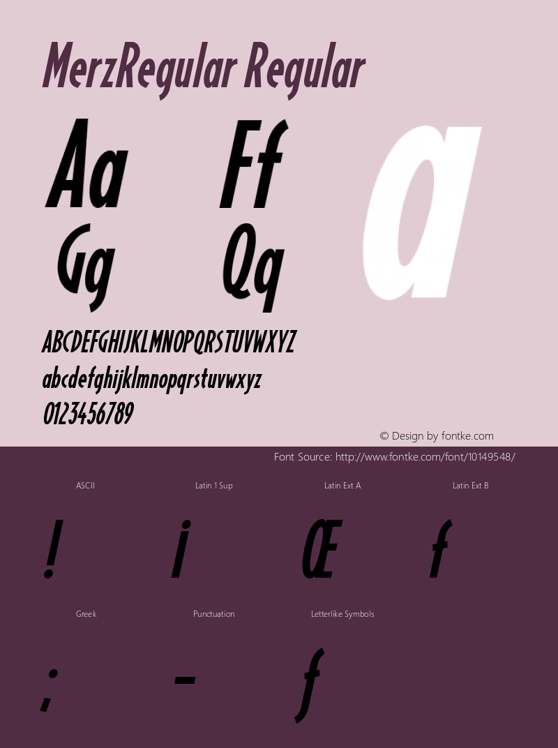 MerzRegular Regular Version 001.000 Font Sample