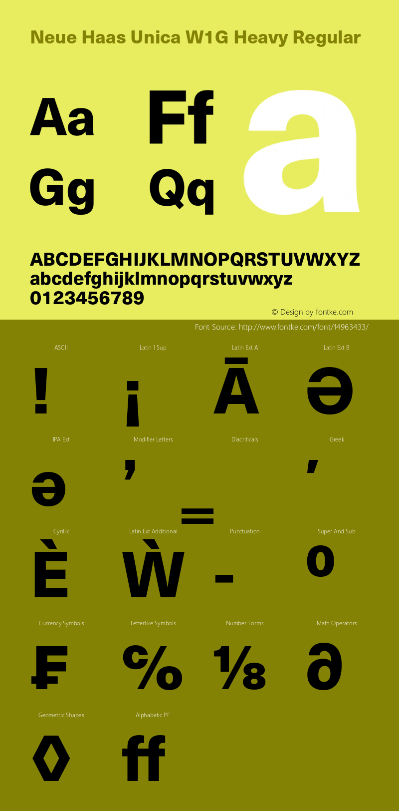 Neue Haas Unica W1G Heavy Regular Version 1.00 Font Sample