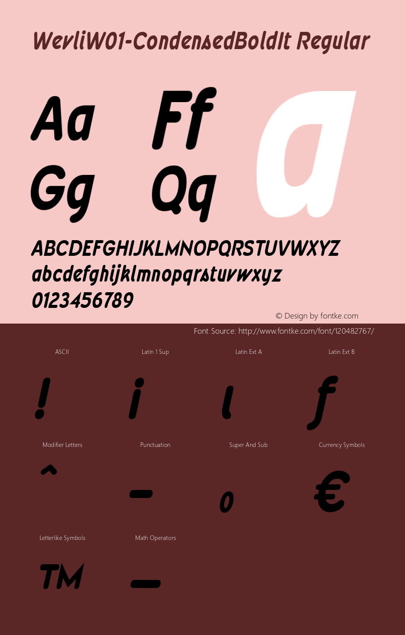 Wevli W01 Condensed Bold Italic Version 4.00 Font Sample