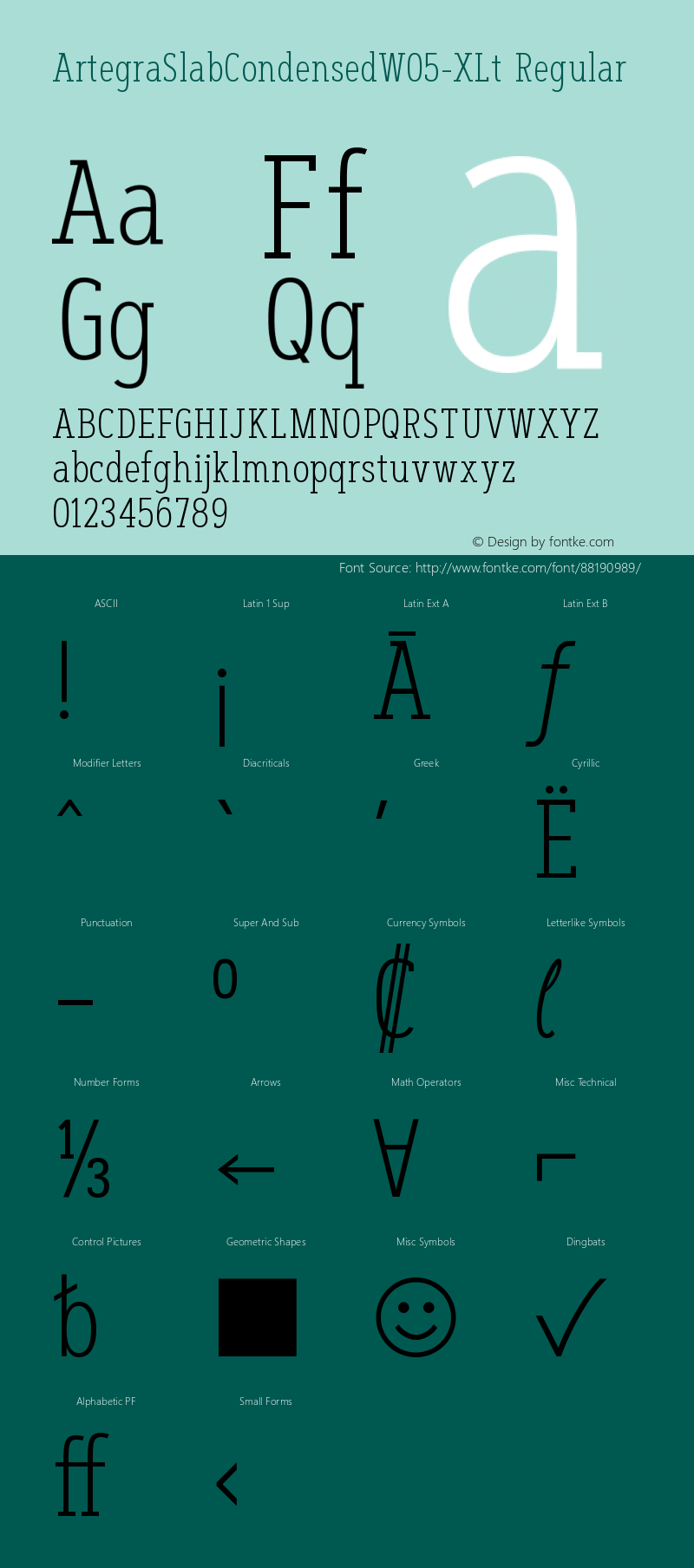 Artegra Slab Condensed W05 XLt Version 1.001 Font Sample