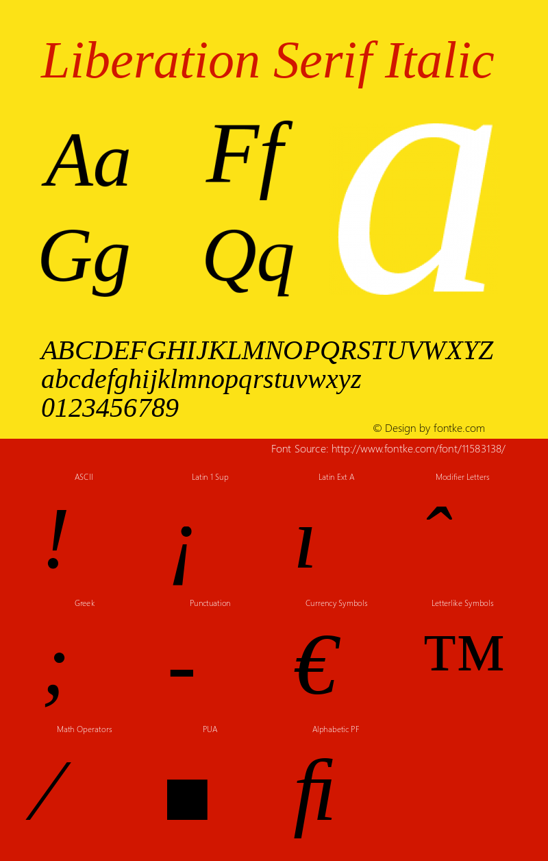 Liberation Serif Italic Version 1.00 Font Sample