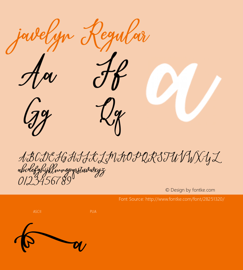 javelyn Version 1.000 Font Sample