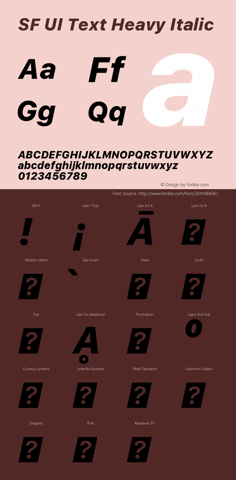 SF UI Text Heavy Italic Version 1.00 October 10, 2019, initial release图片样张