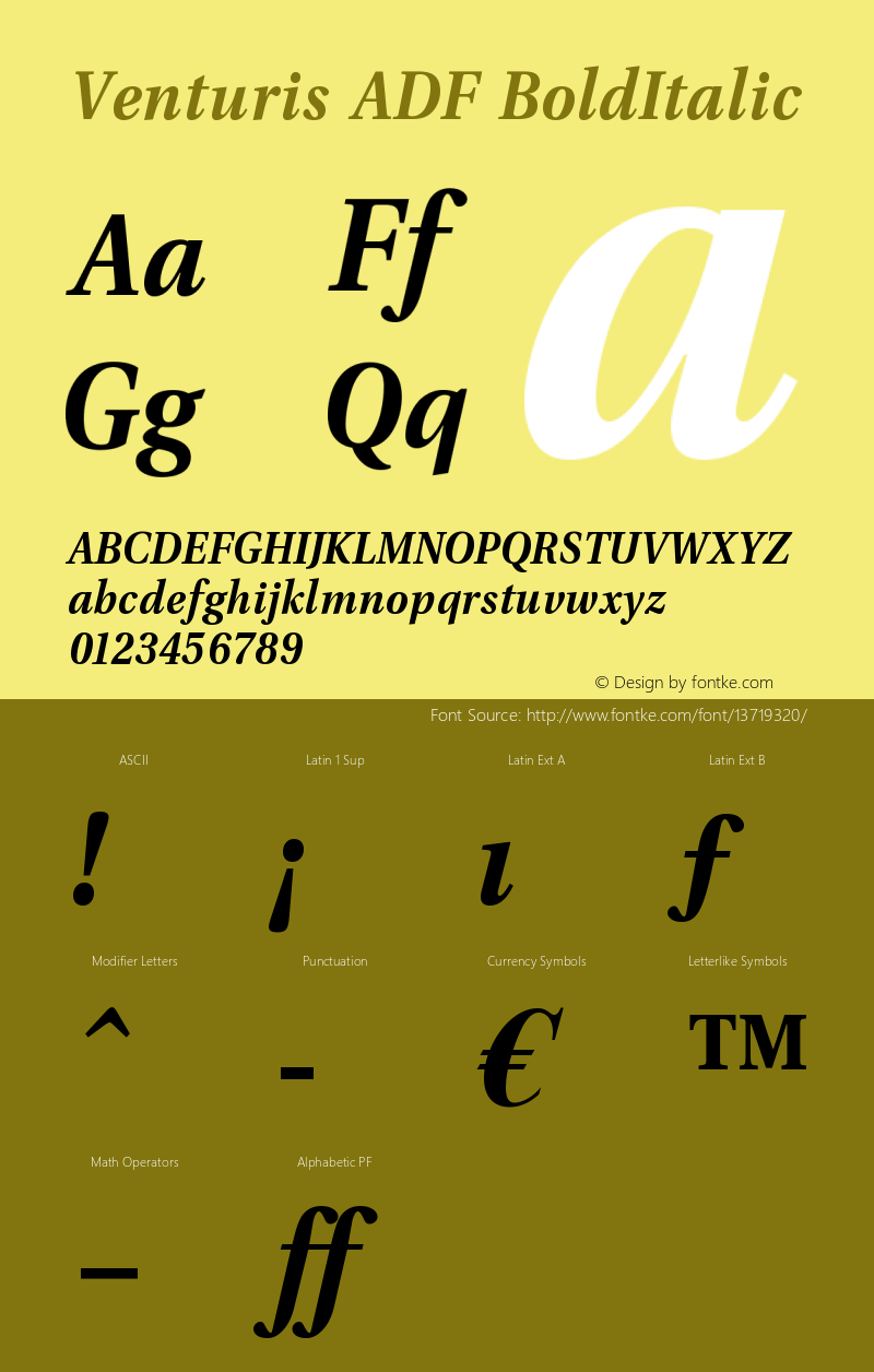 Venturis ADF BoldItalic Version 1.005 Font Sample