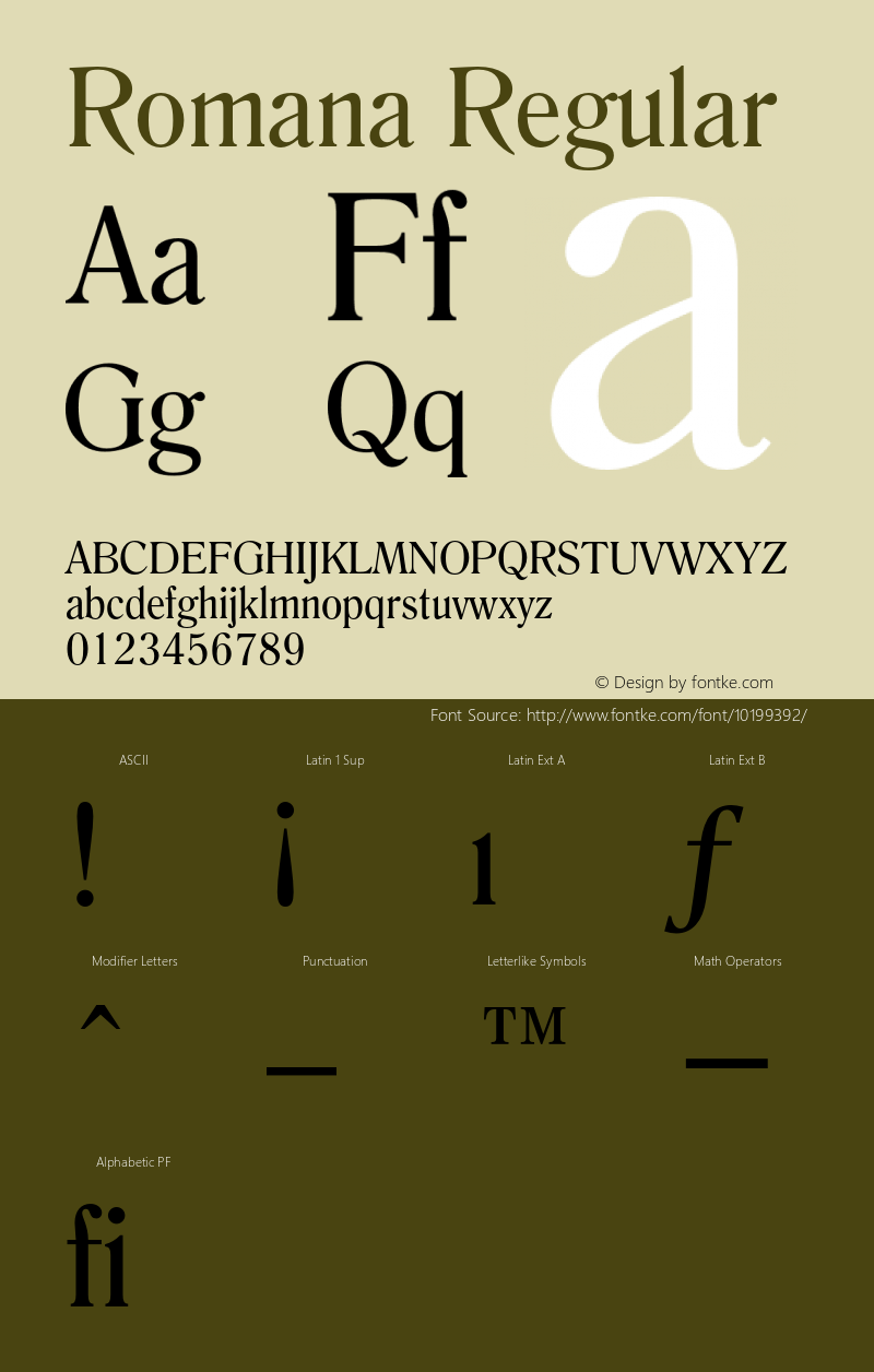 Romana Regular 2.0-1.0 Font Sample