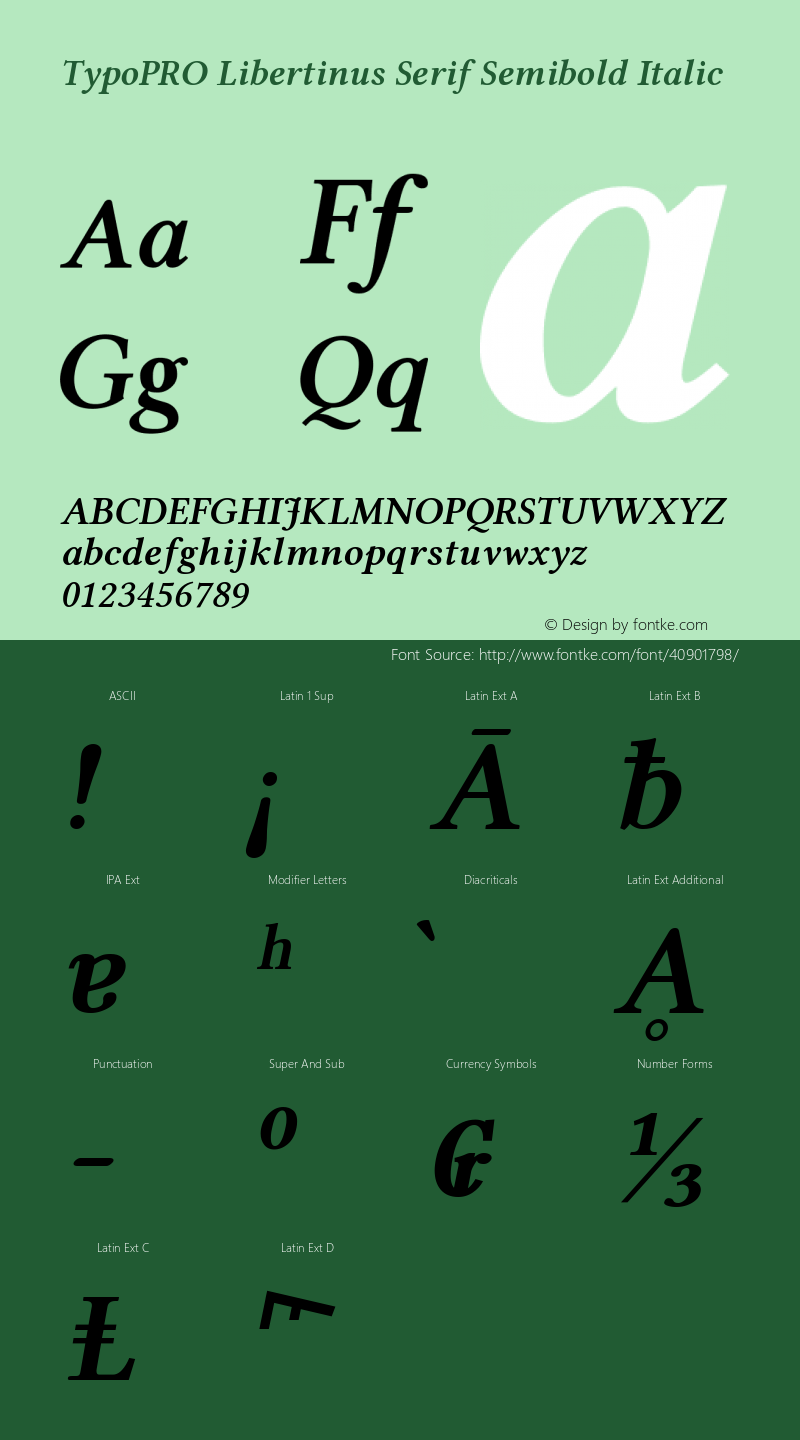 TypoPRO Libertinus Serif Semibold Italic Version 6.11 Font Sample