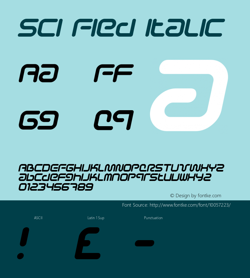 Sci Fied Italic Version 1.2 Font Sample