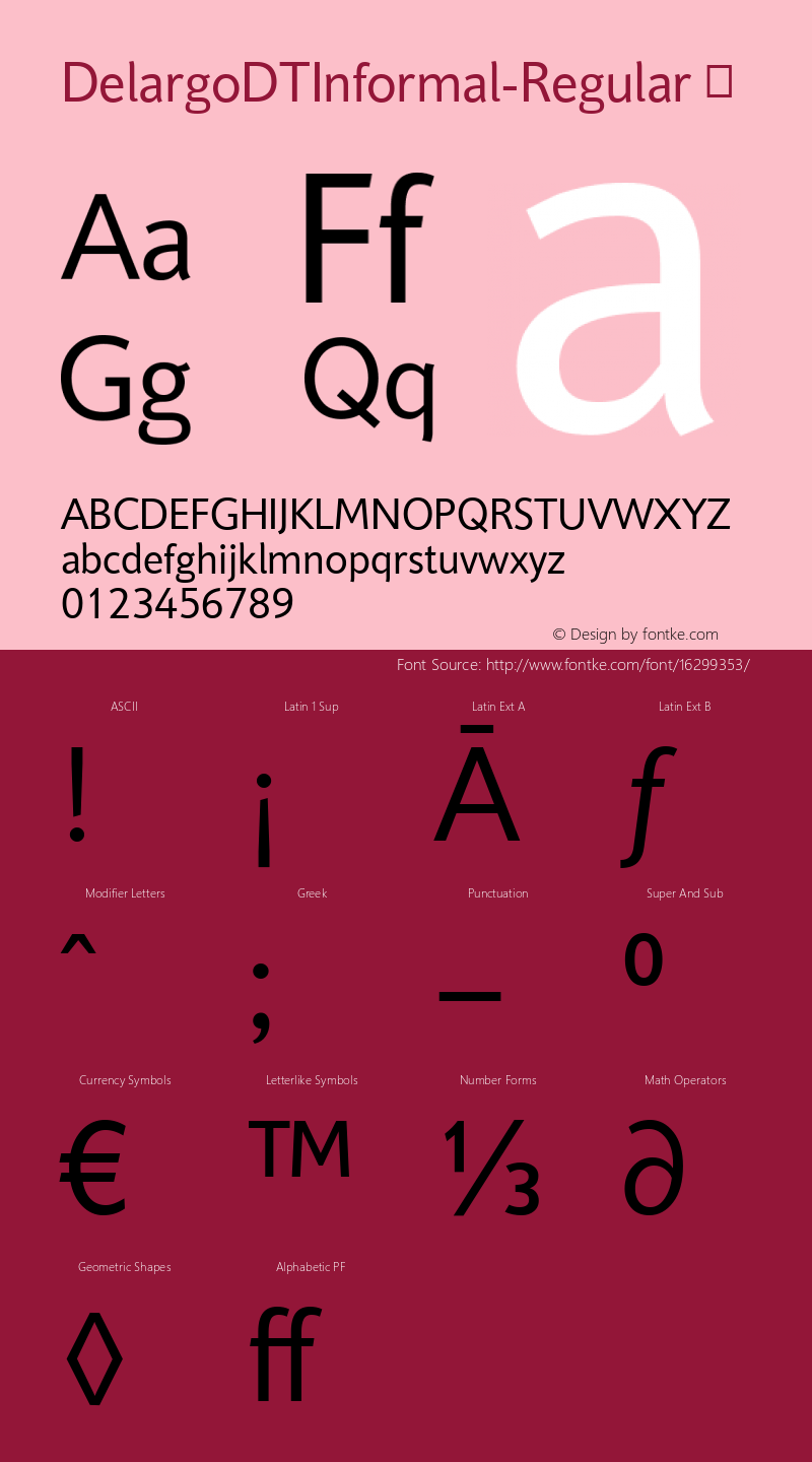 DelargoDTInformal-Regular ☞ Version 1.00 CFF OTF. DTP Types Limited Aug 11 2006;com.myfonts.easy.dtptypes.delargo-dtinformal.regular.wfkit2.version.2E4N Font Sample