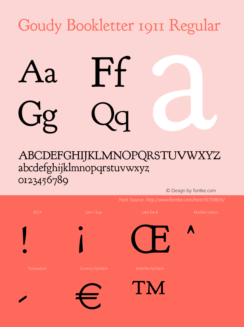 Goudy Bookletter 1911 Regular Version 2008.02.06 Font Sample