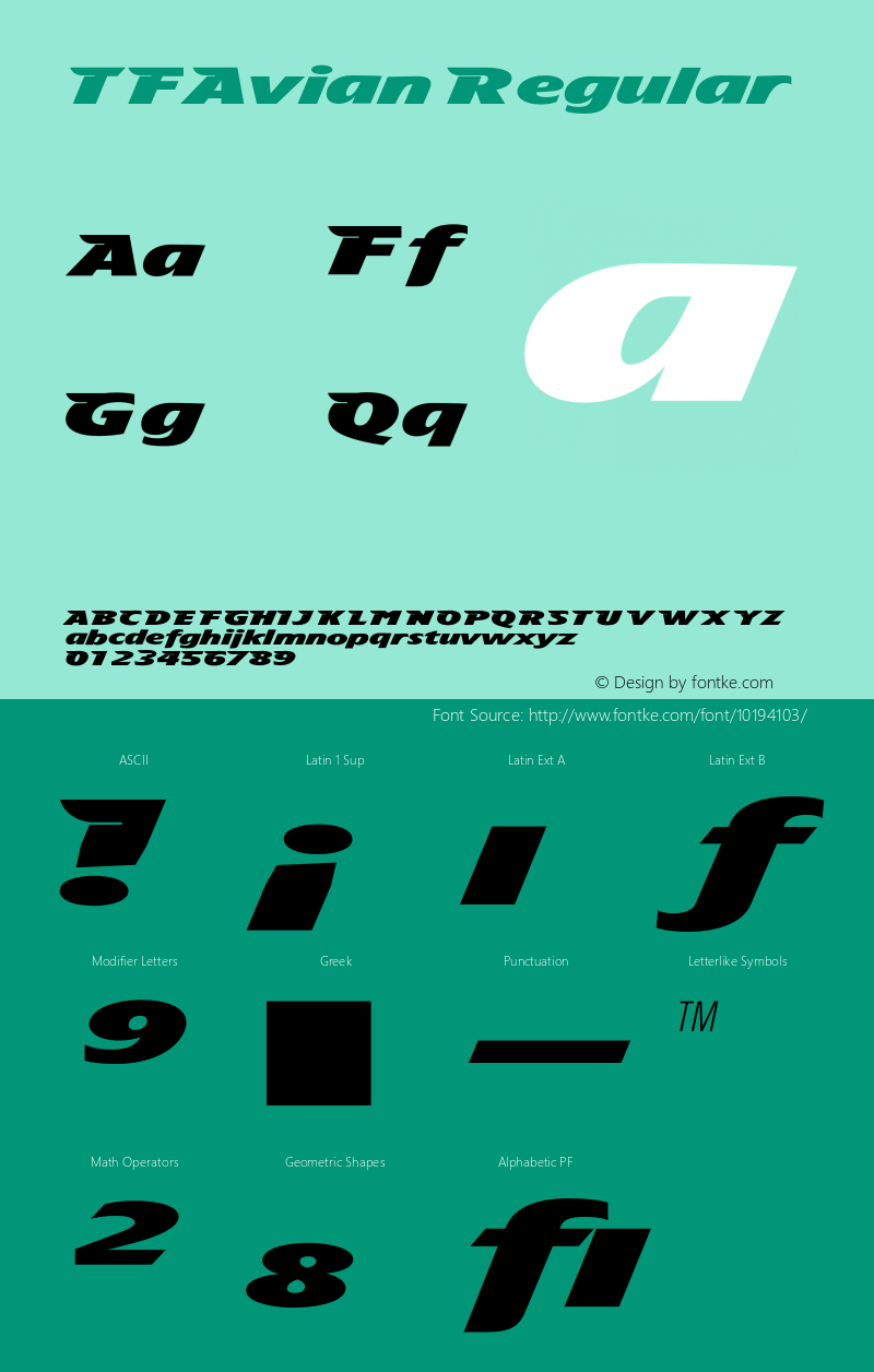 TFAvian Regular 001.000 Font Sample