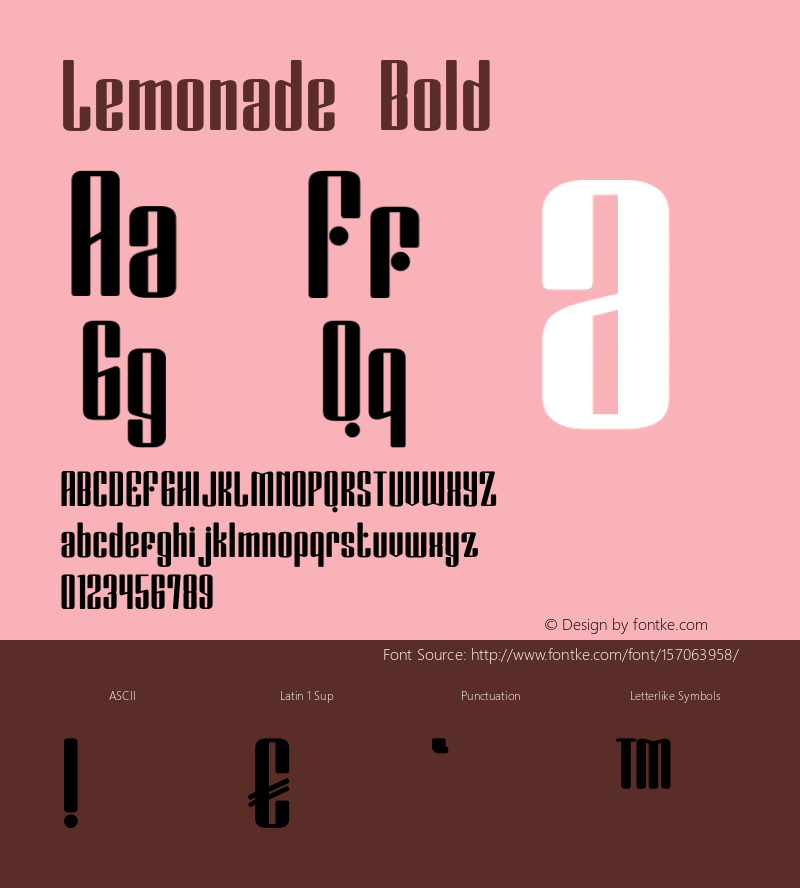 Lemonade Bold Version 1.000 Font Sample